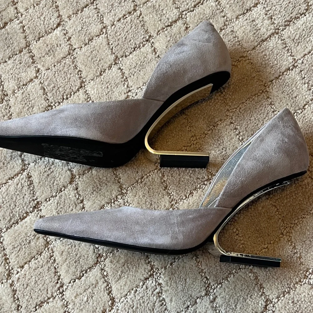 NIB Jeffrey Campbell Juliette Gray Grey Suede Silver heels Women's Shoes - Picture 3 of 8